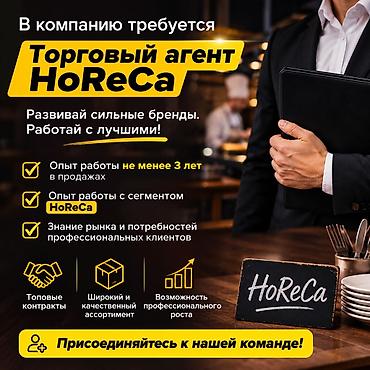 horeca: Требуется Торговый агент, График: Шестидневка, 3-5 лет опыта, Карьерный рост, Полный рабочий день — 1