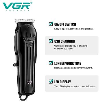 tostur: Trimmer VGR 982 - 6500RPM / 600mAh / 120 Dəqiqə / Cord/Cordles / LED — 7