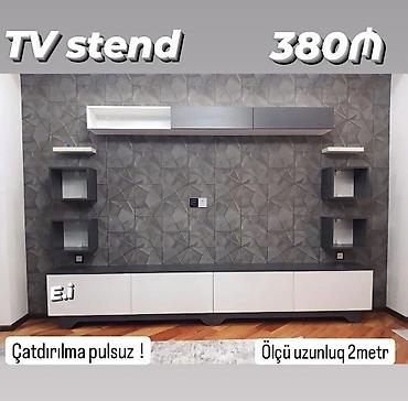 ucuz manej: TV stend - Dizayn: müasir, iki rəngli (boz-ağ) kombinasiya - — 1