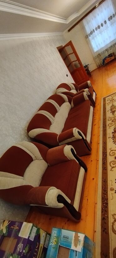 Divan və kreslo dəstləri: Divan, 2 kreslo, Bazasız, Açılmayan — 11