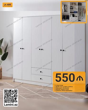Ev və bağ: 6 qapılı ağ rəngli paltar dolabı - Ölçülər: Dərinlik 47 sm x — 1