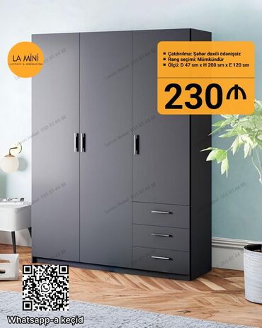 metbex şkafi: Yeni, Açılan, 3 qapılı Düz dolab, Qarderob, paltar dolabı, Azərbaycan