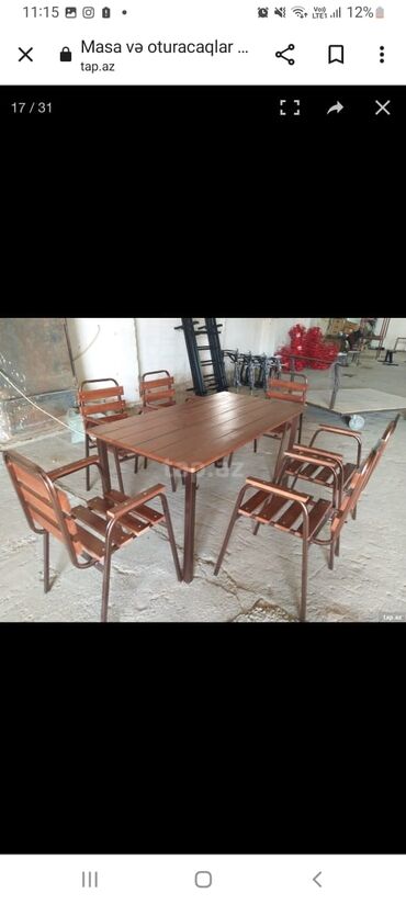 Bağ, çöl masa və oturacaq dəstləri: Yeni, Dördbucaq masa, 4 stul, Açılmayan, Stullar ilə, Taxta, Azərbaycan — 16