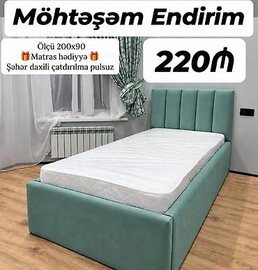 Tek nəfərlik çarpayı – zərif dizayn, yumşaq parça üzlük, döşəklə lalafo.az -da Tek nəfərlik çarpayı – zərif dizayn, yumşaq parça üzlük, döşəklə