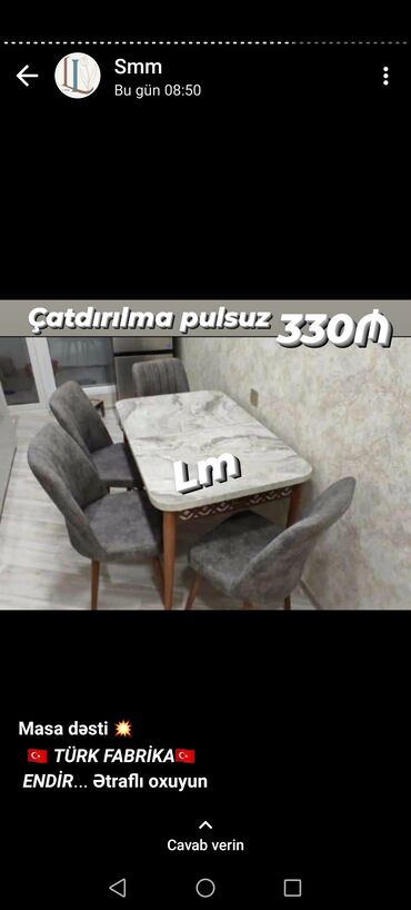 Masa və oturacaq dəstləri: Mətbəx üçün, Yeni, Açılan, Oval masa, 4 stul — 13