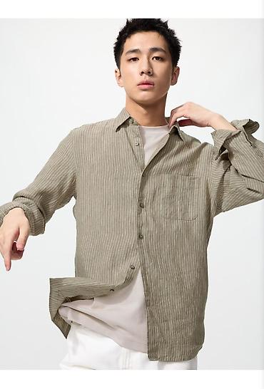 Рубашки: Мужская рубашка, XL, Uniqlo, Новый, цвет - Коричневый, Платная доставка — 1