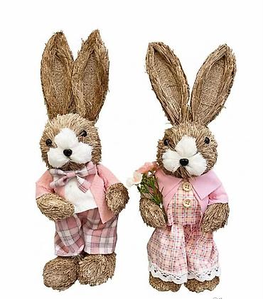 Figure: Dekorativni zeka figure – par - Materijal: prirodna vlakna/rašćka — 10