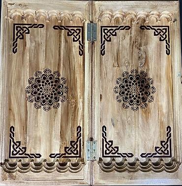 Настольные игры: Набор настольных игр 3-в-1 из натурального дерева с резьбой — 10