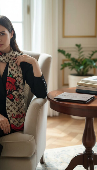 Šalovi: Louis Vuitton monogram roses ešarpa. Louis Vuitton monogram roses — 1