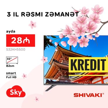 Peçlər və kaminlər: Yeni Televizor Shivaki Led 32" FHD (1920x1080), Pulsuz çatdırılma