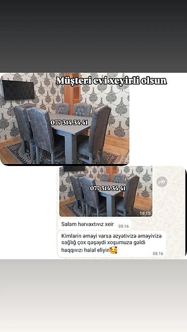 Yemək otağı dəsti – 6 nəfərlik - Tərkib: 1 ədəd düzbucaqlı masa + 6 lalafo.az -da Yemək otağı dəsti – 6 nəfərlik - Tərkib: 1 ədəd düzbucaqlı masa + 6