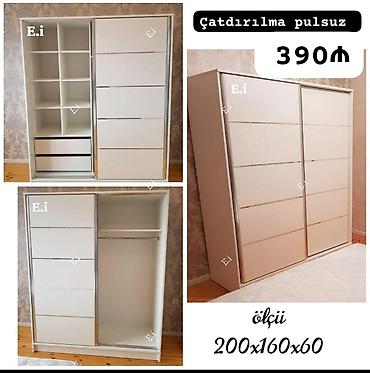 skaf: İki qapılı sürgülü şkaflar Model 1: - Rəng: ağ - Ölçü: 200×160×60 sm — 2