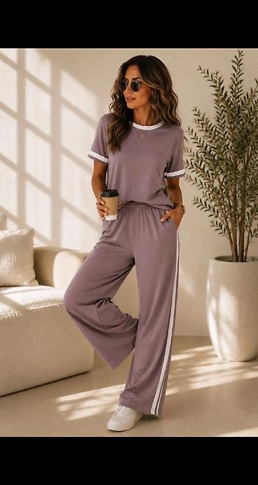 lacoste rs: Damski komplet za svakodnevni stil – majica + široke pantalone — 3