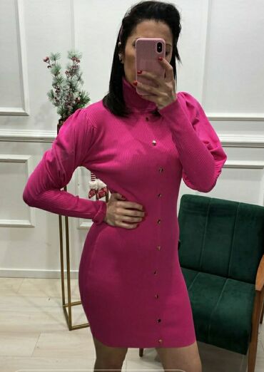 ivet haljine za svaki dan: One size, color - Pink, Oversize, Long sleeves