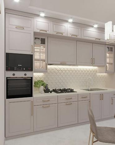 silver kitchen: Классическая кухня от 18 000 сом/м² | 3D проект бесплатно Премиальная — 1