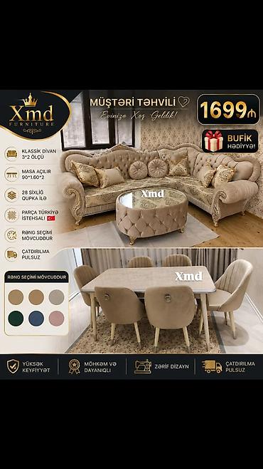 Klassik üslubda qonaq dəsti – Xmd Furniture Dəst tərkibi: - Künc