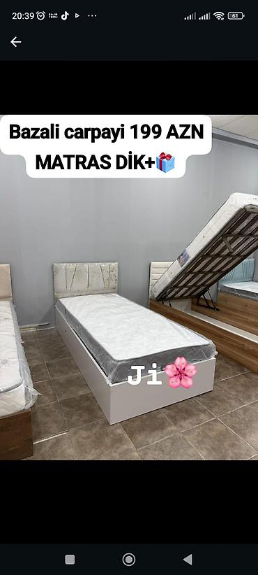 matras demiri: Tək çarpayı+matras 😍 Qiymət : 199AZN Ölçü 90x2m* alti demir Rəng — 1