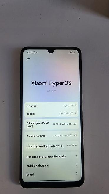 poco c65 ikinci el: Poco C75, 128 GB, rəng - Gümüşü, Sensor — 3