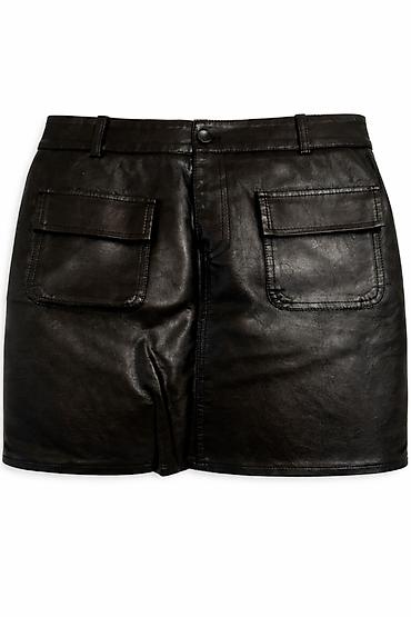 Şortlar: Qadınlar üçün qara dəri mini ətək İdeal vəziyyətdə - Stil: Mini — 1