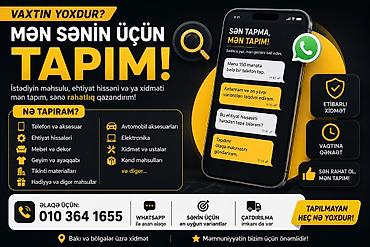 Xidmət: “Sən tapma, mən tapım!” Təsvir: - İstədiyiniz məhsul, ehtiyat lalafo.az -da Xidmət: “Sən tapma, mən tapım!” Təsvir: - İstədiyiniz məhsul, ehtiyat