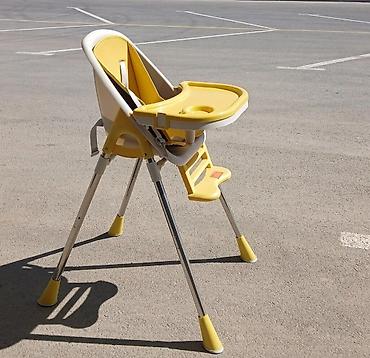 Yemək masaları, oturacaqları: Uşaq yemək stulu – sarı/ağ rəngdə, sabit metal ayaqlı model — 1