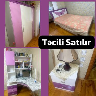 uşaq kreslo: Oğlan və qız üçün, İşlənmiş, Təknəfərlik çarpayı, Yazı masası, Dolab, Komod