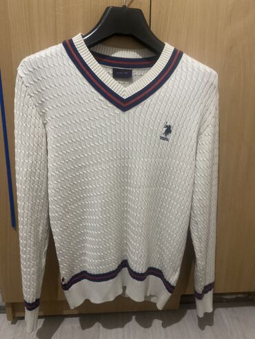 винтажная одежда мужская: Эркектердин свитери, S (EU 36), Us Polo Assn, Жаңы, түсү - Ак, Өзү алып кетүү