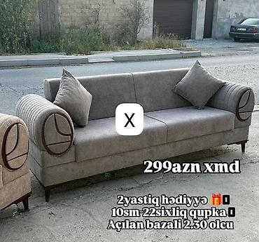 qupka: Açılan bazalı divan – ölçü 2.30 m - Rəng: boz tonları - Parça — 1