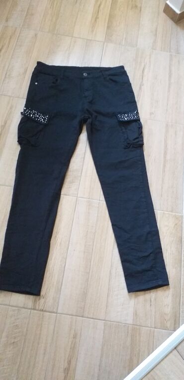 zenske pantalone sa elastinom: XL (EU 42), Normalan struk, Ravne nogavice