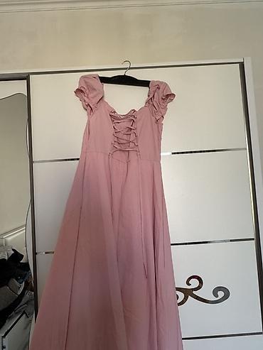 sumqayitda don: Pudra-çəhrayı rəngdə uzun don - Stil: romantik/boho, A-kəsim maxi - — 2