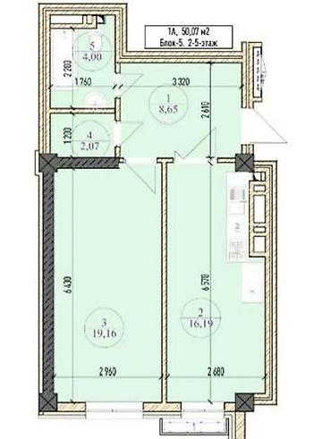 2 комнаты, 50 м², Асанбай мкр Элитка, 13 этаж, ПСО (под самоотделку)