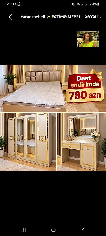 Yataq mebeli dəsti zərif və müasir dizaynı ilə yataq otağı üçün