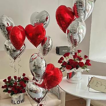 Воздушные шары и принадлежности: Фольгированные шары-сердца - Форма: сердце - Материал: фольга — 5