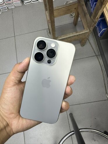 apple телефон: IPhone 15 Pro, Колдонулган, 256 ГБ, Natural Titanium, 82 %