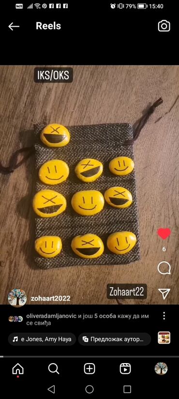 Društvene igre: Zaigrajtwe igru kis/oks 😀 oslikani kamencici pluta ukrasi, razni — 6