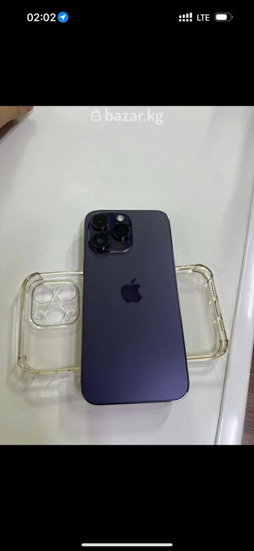 Apple iPhone: IPhone 14 Pro Max, Б/у, 256 ГБ, Deep Purple, Защитное стекло, Чехол, Коробка, 85 %