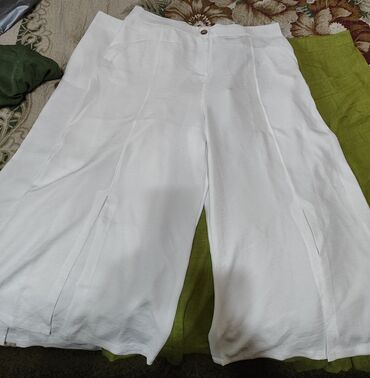 брюки 52: Юбка-брюки, Made in KG, Высокая талия, 6XL (EU 52), 7XL (EU 54), цвет - Белый