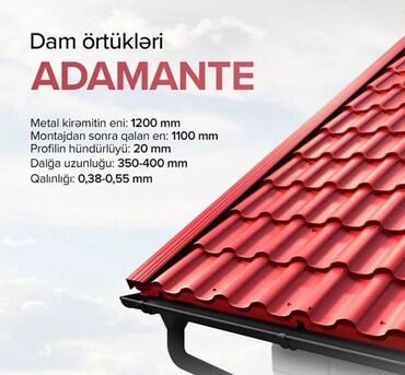 Boşqablar: Metal dam örtükləri, rəng - Qırmızı, Pulsuz çatdırılma, Zəmanətli, Kredit yoxdur