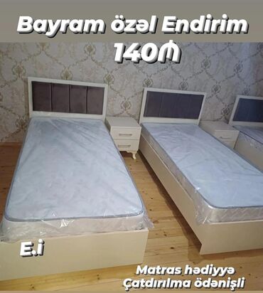 tek dolablar: Bayram xüsusi endirim – 140₼ Tək nəfərlik çarpayı dəsti: - Ağ rəngli