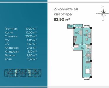 срочно продаётся 1 комнатная квартира в районе ошского рынка по улице кенсуйская 17: 2 комнаты, 82 м², Элитка, 15 этаж