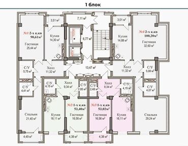 Продажа квартир: 2 комнаты, 100 м², Элитка, 5 этаж, ПСО (под самоотделку)