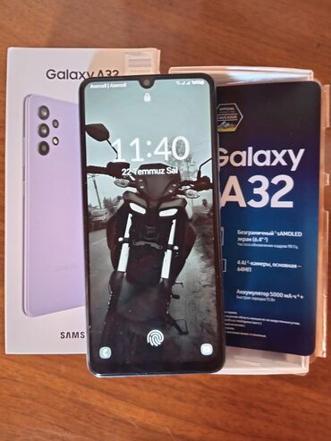 İnformatika: Samsung Galaxy A32, 64 GB, rəng - Çəhrayı, Zəmanət, Sensor, Barmaq izi