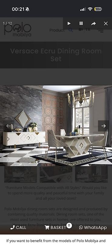 bufet biləcəri: Versace Ecru üslubunda yemək otağı və qonaq otağı üçün mebel dəsti — 1