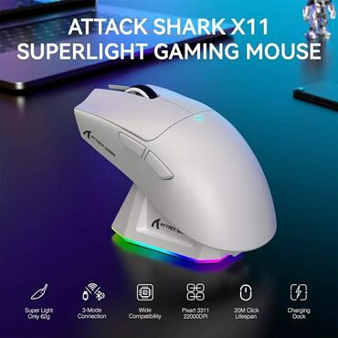 Mauslar: ATTACK SHARK X11 Gaming mouse sensor:PAW3311 düymə:Huannuo 20 mln