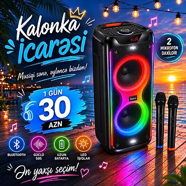 Услуги: Kolonka + mikrofon 🔊🎤(120W gücü, 1m 20 sm hündürlük) 1 gün – 30 AZN 2 — 1