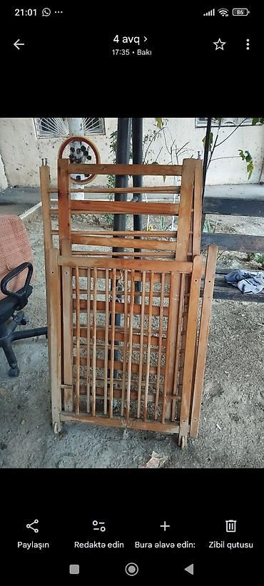 uşaq beşiyi yığmaq: Taxta körpə beşiyi – yığılan model - Material: təbii taxta - Quruluş — 1