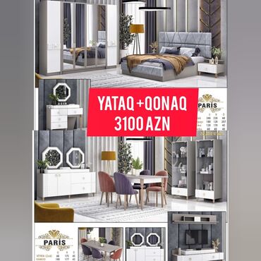 Yataq otağı dəstləri: İkinəfərlik çarpayı, Dolab, Komod, Termo, Azərbaycan, Yeni — 12