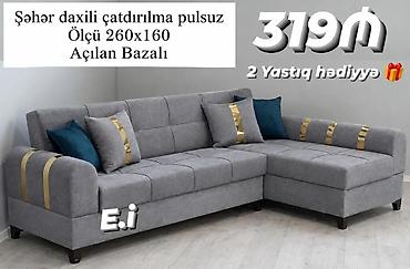 Divanlar: Açılan bazalı künc divan. Müasir və zövqlü dizayna malikdir, qonaq — 4