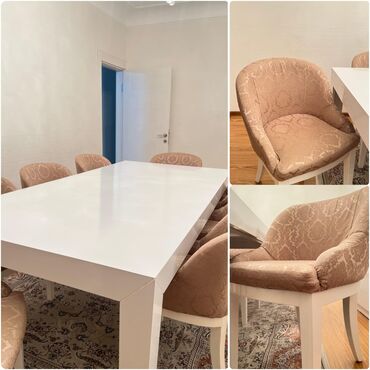 Sifarişlə masa və oturacaq dəstləri: Qonaq otağı üçün, İşlənmiş, Kvadrat masa, 8 stul