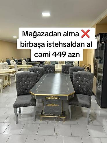 oturacaq: Qonaq otağı üçün, Yeni, Açılmayan, Dördbucaq masa, 6 stul — 1